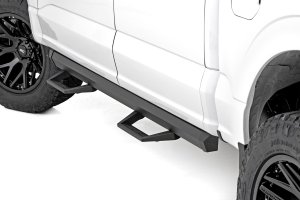 Ford Ranger Adjustable Aluminum Steps - Rough Country - SRL2 - Black - '19-'25